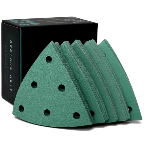 Serious Grit 3,5" (93 mm) Dreieck-Schleifblatt-SortimentKörnung 80, 120, 150, 180, 220 Passend für Festool Rotex RO 90 DeltaKlettpapier für Detailschleifer50er-Packung mit gemischter Körnung von Serious Grit