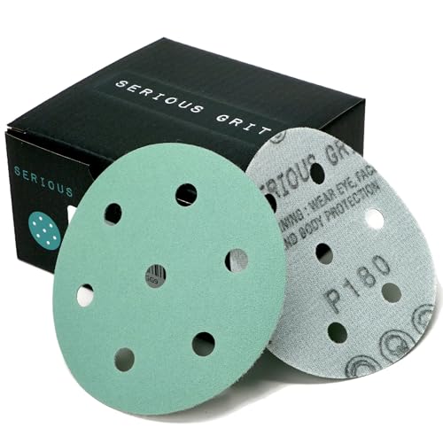 Serious Grit 3,5 Zoll (90 mm) 7-Loch-Schleifscheiben mit 180er-KörnungPassend für Festool Rotex RO90Robuste KlettfolienscheibenSchleifpapier für Exzenterschleifer RO 9050er-Packung, 180er-Körnung von Serious Grit