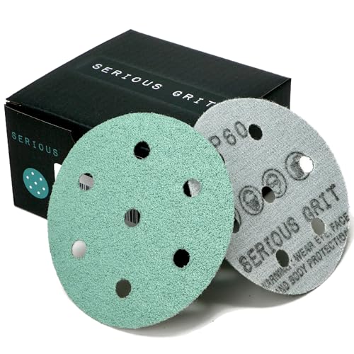 Serious Grit 3,5 Zoll (90 mm) 7-Loch-Schleifscheiben mit 60er-KörnungPassend für Festool Rotex RO 90Robuste KlettfolienscheibenSchleifpapier für Exzenterschleifer25er-Packung, 60er-Körnung von Serious Grit