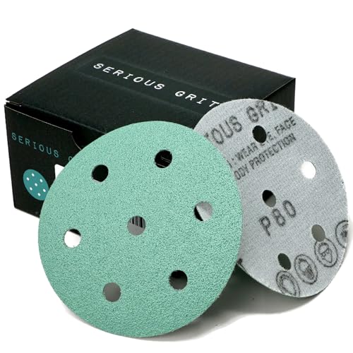 Serious Grit 3,5 Zoll (90 mm) 7-Loch-Schleifscheiben mit 80er-KörnungPassend für Festool Rotex RO 90Robuste KlettfolienscheibenSchleifpapier für Exzenterschleifer50er-Packung, 80er-Körnung von Serious Grit