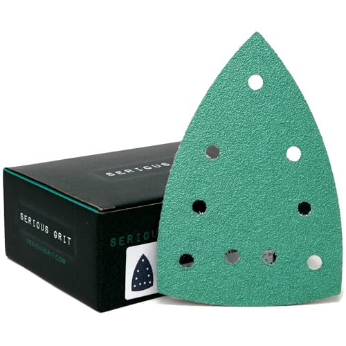 Serious Grit 60er Körnung, 4 x 6 Zoll Delta (100 mm x 150 mm), Dreiecksblätter, passend für Festool DTS 400 und Mirka DEOS Deltaschleifer, Klettfolien-Schleifpapier, 25er-Pack, 60er Körnung Serious Grit 60er Körnung, 4 x 6 Zoll Delta (100 mm x 150 mm), Dreiecksblätter, passend für Festool DTS 400 und Mirka DEOS Deltaschleifer, Klettfolien-Schleifpapier, 25er-Pack, 60er Körnung von Serious Grit