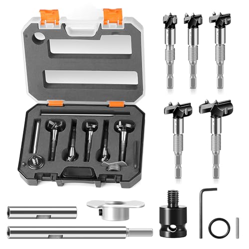 ForstnerBohrer Set, 5 tlg Forstner Bohrer Bit mit Sechskant Schaft, Wolframstahl Holzbohrer Topfbohrer Lochbohrer Fräsbohrer mit Verlängerungsstange und Tiefenanschlag für Holz, 15/20/25/30/35mm ForstnerBohrer Set, 5 tlg Forstner Bohrer Bit mit Sechskant Schaft, Wolframstahl Holzbohrer Topfbohrer Lochbohrer Fräsbohrer mit Verlängerungsstange und Tiefenanschlag für Holz, 15/20/25/30/35mm von Serlium