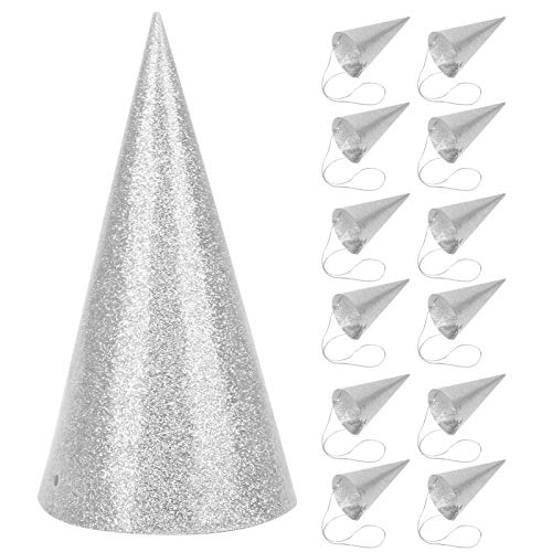 Serlium Alles Gute Zum Geburtstag Partyhüte Glitzerkegel Geburtstagshüte Lustige Kinder Party Krone Glitzer Partyhut Für Geburtstagsfeier Dekorationszubehör(Silber) von Serlium