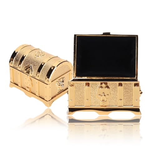 Serlium Vintage-Schmuckschatulle, 9x7x8cm Kleine Schatztruhe, Zinklegierung Dekorative Geschenkbox für Ringe, Ohrringe, Halskette, Goldfarben (S) von Serlium