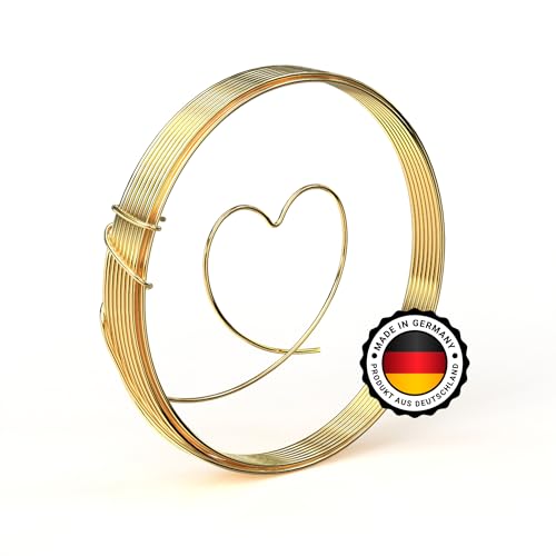 SERSCH 12X Meter Basteldraht Aluminiumdraht zum basteln von Schmuck, Draht-Schriften und Figuren super Halt und sehr flexibel langlebiger und hochwertiger Aludraht (3 mm, Gold) von Sersch