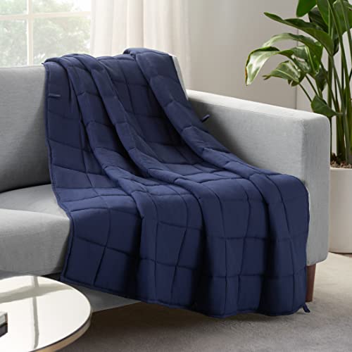 Serta Zen Rest Überwurfdecke, knitterfrei, für Erwachsene, schwer, gefüllt mit Glasperlen, 4,5 kg, Marineblau von Serta