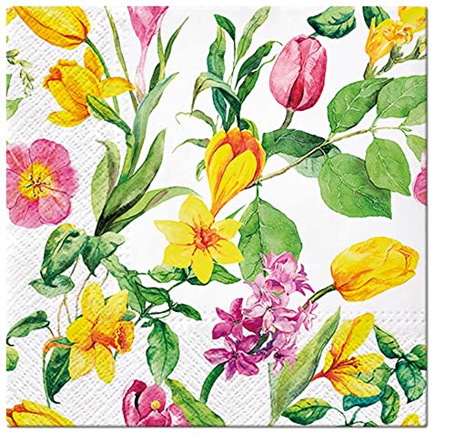 20 Servietten Narzissen & Tulpen | Blumen | basteln | Decoupage | floral | Fr?hjahr | Frühling | Sommer | Tischdeko 33x33cm von Serviette Blumen
