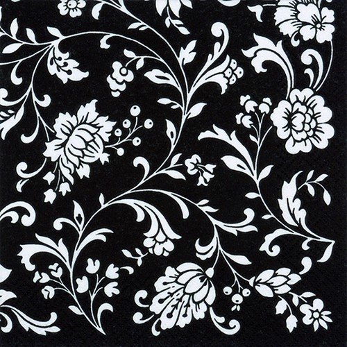20 Servietten Blumenranken schwarz-weiß/Blumen/Ornamente 33x33cm 20 Servietten Blumenranken schwarz-weiß/Blumen/Ornamente 33x33cm von Servietten Blumen
