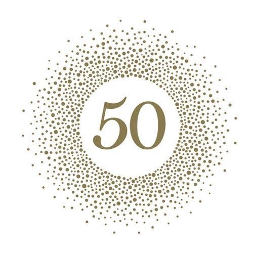 20 Servietten 50 im goldenen Kreis | Geburtstag | Jubil?um | Tischdeko 33x33cm von TESTEL