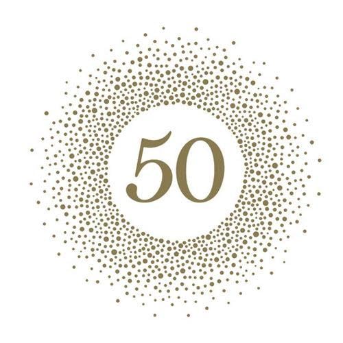 20 Servietten 50 im goldenen Kreis | Geburtstag | Jubil?um | Tischdeko 33x33cm von Servietten Geburtstag