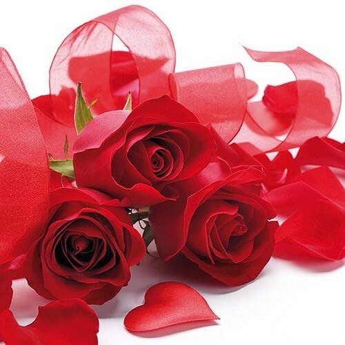 20 Servietten Rosen und Herzen in rot als Tischdeko für Hochzeit und Valentinstag 33x33cm von Servietten Hochzeit