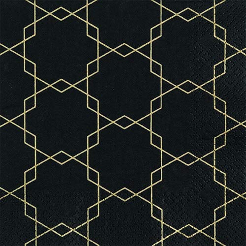 20 Servietten Hexagon Muster schwarz | Trauer | Decoupage | Serviettentechnik33x33cm von Serviettenshop