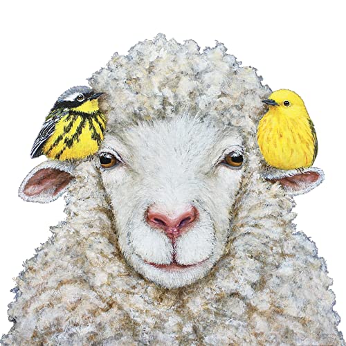 Servietten Blumen 20 Servietten Schaf mit Vögel | Frühling | Ostern | Bauernhof | Tiere | Tischdeko 33x33cm von Servietten Tiere