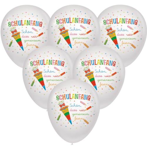 10 Luftballons Schulanfang Einschulung - Schulanfang gemeinsam feiern. Festliche Luftballons für den ersten Schultag und zur Schuleinführung für Jungen und Mädchen als Dekoration. von Serviettenshop