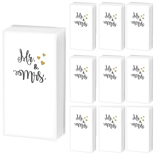100 Taschentücher Hochzeit Mr. & Mrs. (10x10) für Freudentränen mit Text | Kirche | Heirat | Verlobung | Deko | weiß von Serviettenshop