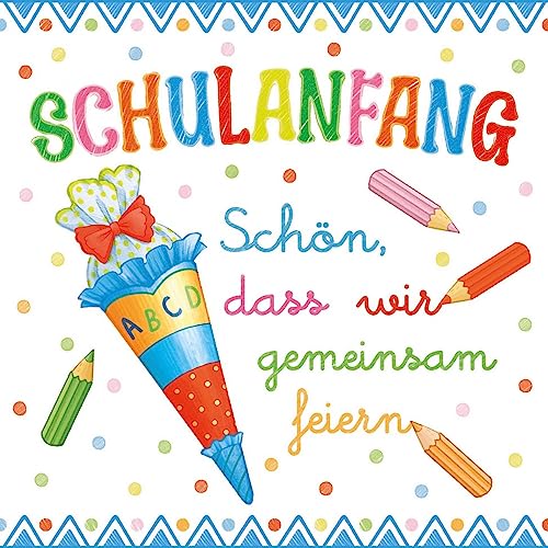 20 Servietten Schulanfang gemeinsam blau | Einschulung | Schuleinführung | Schule | Zuckertüte | Junge | basteln | Decoupage | Serviettentechnik | Tischdeko 33x33cm von Serviettenshop