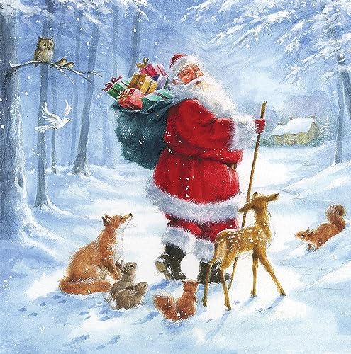 20 Servietten Weihnachten Tiere freuen sich auf Geschenke als Tischdeko. Papierservietten mit Motiv. Auch für Decoupage und Serviettentechnik 33x33cm von Serviettenshop