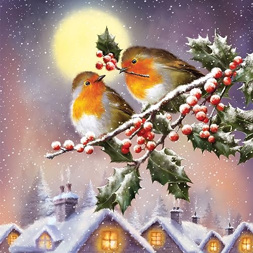 20 Servietten Weihnachten Vögel im Mondlicht als Tischdeko. Papierservietten mit Motiv. Auch für Decoupage und Serviettentechnik 33x33cm von Serviettenshop