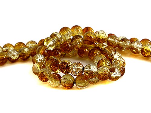Crackle Glasperlen in braun/gelb 8 mm Durchmesser - 100 Stück von Sescha