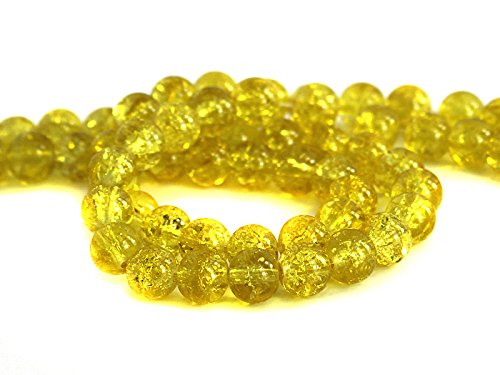 Crackle Glasperlen in gelb 8 mm Durchmesser - 100 Stück von Sescha