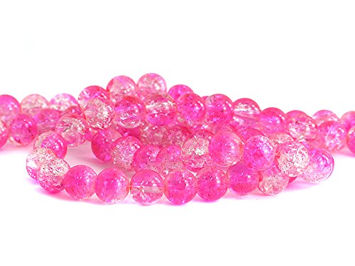 Crackle Glasperlen in pink/weiß 8 mm Durchmesser - 100 Stück von Sescha