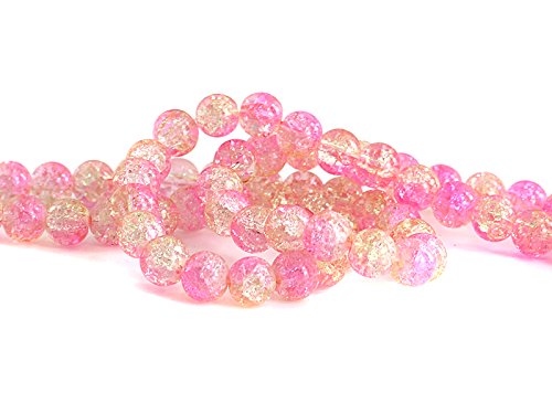 Crackle Glasperlen in rosa/beige 8 mm Durchmesser - 100 Stück von Sescha