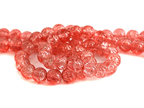 Crackle Glasperlen in rosa 8 mm Durchmesser - 100 Stück von Sescha