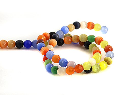 Glasperlen CatEye Perlen Facettiert in bunt 6 mm - 1 Strang von Sescha