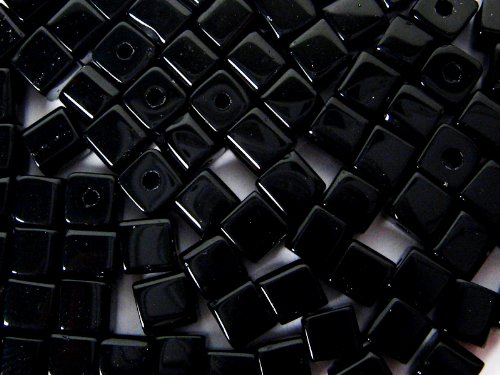 Glasperlen "Würfel" 4 mm in schwarz - 75 Stück von Sescha