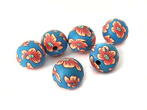 Knetperlen “Blumen“ 12 mm in blau - 10 Stück von Sescha