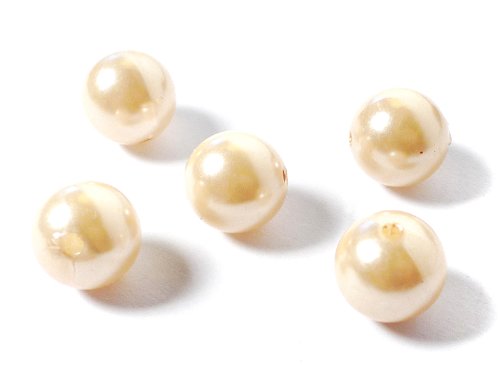 Kunst-Perlen in cremefarben 14 mm - 10 Stück von Sescha