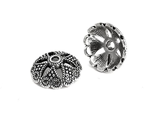 Perlkappen/Metallkappen Blüte in Silber 20x7mm - 10 Stück von Sescha