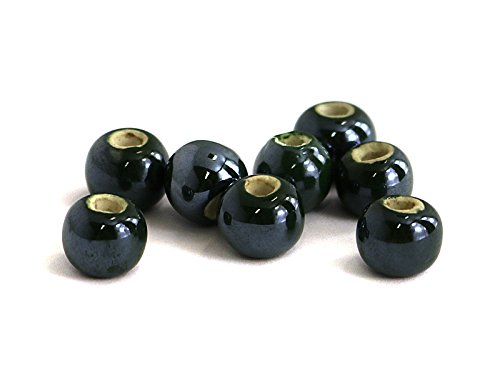 Porzellanperlen Kugel in dunkelblau 8mm - 10 Stück von Sescha