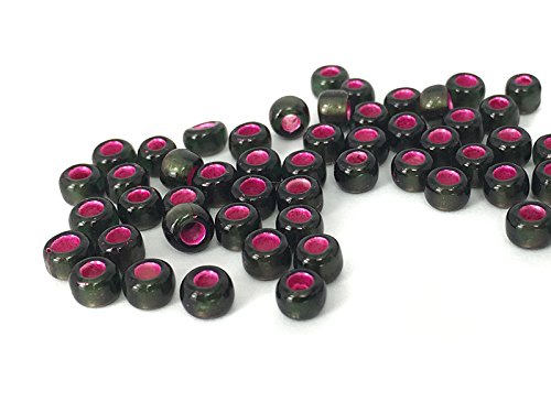 Sescha TOHO Beads/Rocailles 6/0-4 mm in dunkelgrün/pink - 10g von Sescha