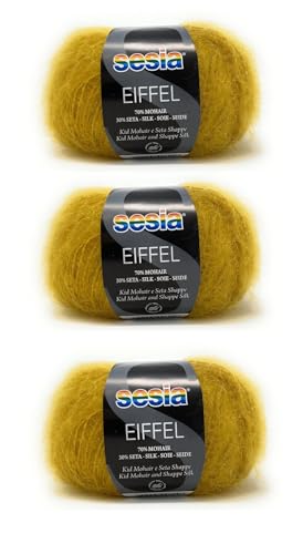 SESIA EIFFEL Garn – 3 Knäuel à 25 g, 70 m – Nadeln 4 – 5 mm – 70 % KID Mohair 30 % Seide – Made in Italy (4301 Salbei, 3 Knäuel) von Sesia