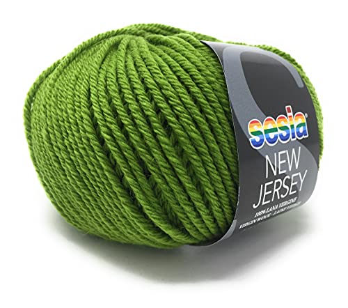 SESIA New Jersey-Garn, 50 g, 82 m, Stricknadeln 5–5,5, 100 % feine Merinowolle, einlauffest (0249 Pistazie) von Sesia