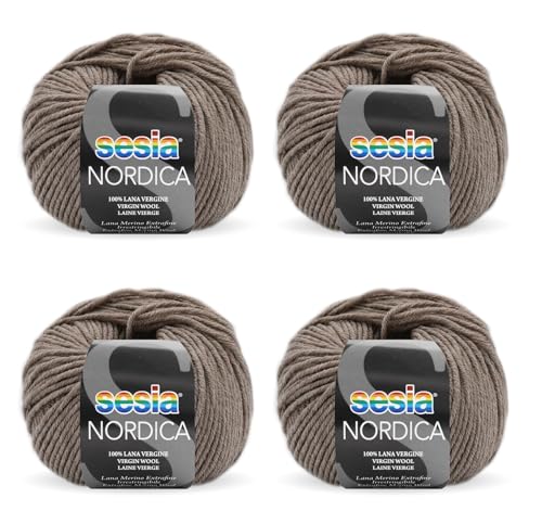 SESIA Nordic Garn, 4 Knäuel à 50 g, 125 m, Nadeln 4 – 4,5 mm, 100 % Merinowolle, einlaufsicher, hergestellt in Italien (0369 Tortara, 4 Knäuel) von Sesia