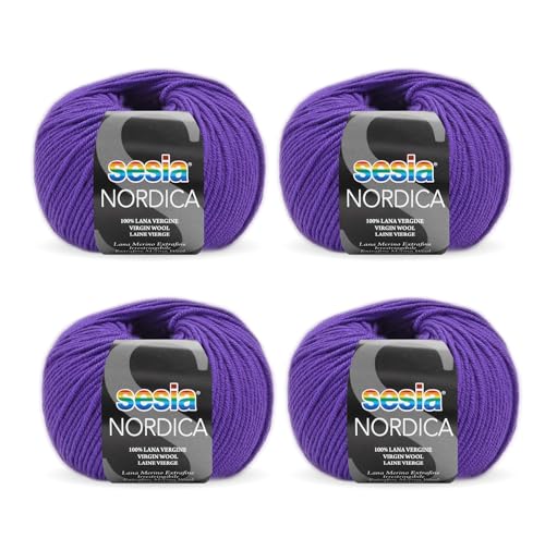 SESIA Nordica Strickgarn, 4 Knäuel à 50 g, 125 m, Nadeln 4 – 4,5 mm, 100 % Merinowolle, einlaufsicher, hergestellt in Italien (5908 Mammola, 4 Knäuel) von Sesia