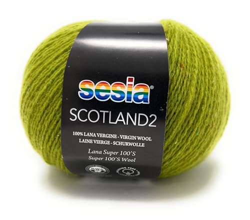 Sesia Scotland Garn 2 Knäuel à 50 g 350 m aus reiner Schurwolle Super 100'S (0075 Farne) von Sesia