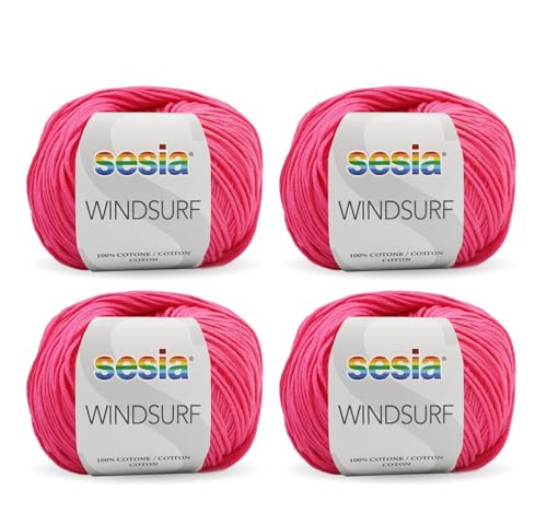 Sesia Windsurf Garn – 4 Knäuel à 50 g – Nadeln 3,5 – 4 mm – Häkelnadel 3 – Made in Italy (0062 Shoking 4 Knäuel) von Sesia