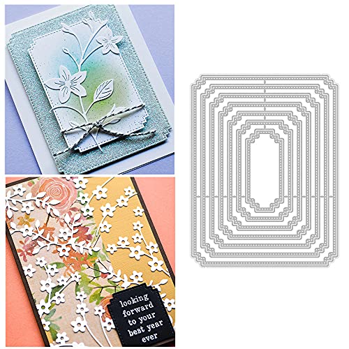 Rechteckige Metall-Stanzformen, genäht, rechteckig, für Bastelarbeiten, Scrapbooking, Album, dekorative Prägepapier-Stanzformen, Kartenherstellung, 7 Stück Rechteckige Metall-Stanzformen, genäht, rechteckig, für Bastelarbeiten, Scrapbooking, Album, dekorative Prägepapier-Stanzformen, Kartenherstellung, 7 Stück von Sesyomr