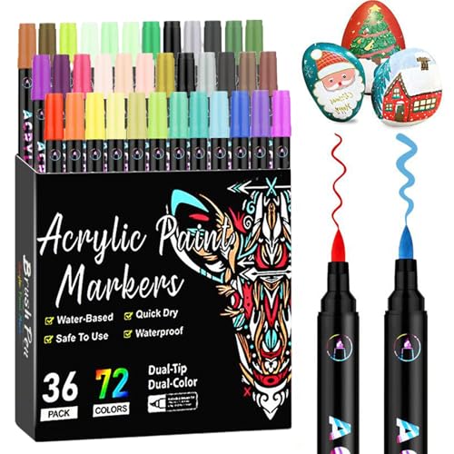 Setauoo Acrylstifte, 72 Farben, doppelseitig, Acryl-Marker, Bürobedarf für Schule, Schreiben, pädagogisches Wohnaccessoire, Basteln, Dekorationen Setauoo Acrylstifte, 72 Farben, doppelseitig, Acryl-Marker, Bürobedarf für Schule, Schreiben, pädagogisches Wohnaccessoire, Basteln, Dekorationen von Setauoo