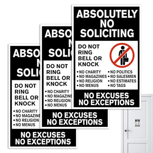 Setauoo No Soliciting Aufkleber für Zuhause, 3-teiliges Schild mit Aufschrift "Absolutely No Soliciting" für Ring-Türklingel, Aufkleber-Set für , Büro, Gebäude, Pinnwand, Lager, Setauoo No Soliciting Aufkleber für Zuhause, 3-teiliges Schild mit Aufschrift "Absolutely No Soliciting" für Ring-Türklingel, Aufkleber-Set für , Büro, Gebäude, Pinnwand, Lager, von Setauoo