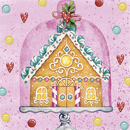 20 Servietten kleines Lebkuchenhaus rosa von Setita