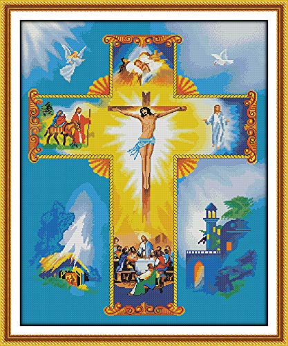 Setoda Kreuzstich-Set DMC Stickgarn, Figurenmuster, unbedrucktes Muster, Sticksets (gezählte Kits, Jesus 14 ct, 50,1 x 61,1 cm) von Setoda