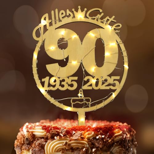 90. Geburtstag Cake Topper, Seutgjie Tortendeko 90 Geburtstag Frau Mann Holz mit LED Lichterkette 1935 bis 2025 Kuchen Deko 90. Geburtstag Cake Topper, Seutgjie Tortendeko 90 Geburtstag Frau Mann Holz mit LED Lichterkette 1935 bis 2025 Kuchen Deko von Seutgjie