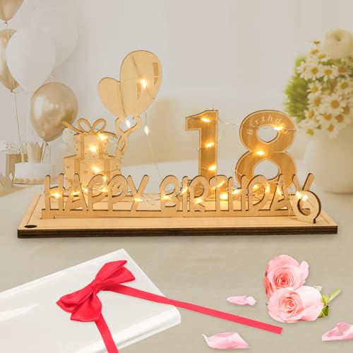 Deko 18. Geburtstag Mädchen Junge, Seutgjie Originelles Holz Geldgeschenk 18.Geburtstag Tochter Sohn mit LED Lichterkette Fliege und Geschenkpapier Gästebuch für Hochzeitstag Jubiläum Tischdeko Deko 18. Geburtstag Mädchen Junge, Seutgjie Originelles Holz Geldgeschenk 18.Geburtstag Tochter Sohn mit LED Lichterkette Fliege und Geschenkpapier Gästebuch für Hochzeitstag Jubiläum Tischdeko von Seutgjie