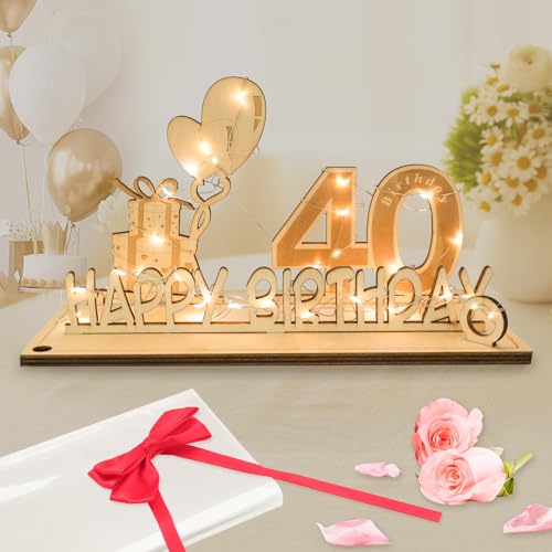 Seutgjie 40 Geburtstag Deko für Mann Frau Geldgeschenke mit LED Lichterkette Fliege und Geschenkpapier Holz Schild Gästebuch 40 Jahre Hochzeitstag Jubiläum Tischdeko Seutgjie 40 Geburtstag Deko für Mann Frau Geldgeschenke mit LED Lichterkette Fliege und Geschenkpapier Holz Schild Gästebuch 40 Jahre Hochzeitstag Jubiläum Tischdeko von Seutgjie