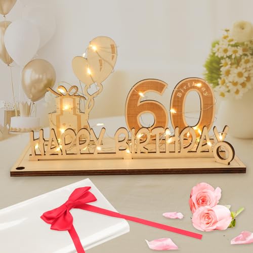 Seutgjie 60 Geburtstag Deko für Mann Frau Geldgeschenke mit LED Lichterkette Fliege und Geschenkpapier Holz Schild Gästebuch 60 Jahre Diamantene Hochzeit Jubiläum Tischdeko Seutgjie 60 Geburtstag Deko für Mann Frau Geldgeschenke mit LED Lichterkette Fliege und Geschenkpapier Holz Schild Gästebuch 60 Jahre Diamantene Hochzeit Jubiläum Tischdeko von Seutgjie