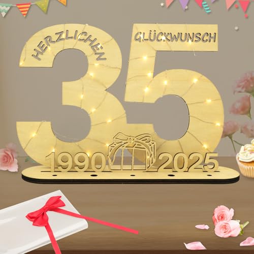 Seutgjie Deko 35 Geburtstag Frauen Männer 1990-2025 Geldgeschenk mit LED Lichterkette Fliege und Geschenkpapier für Jubiläum Hochzeitstag Tischdeko Originelle Holz Schild Gästebuch Seutgjie Deko 35 Geburtstag Frauen Männer 1990-2025 Geldgeschenk mit LED Lichterkette Fliege und Geschenkpapier für Jubiläum Hochzeitstag Tischdeko Originelle Holz Schild Gästebuch von Seutgjie